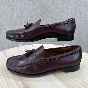 VTG Dexter Tassel Loafers Mens 11 D Burgundy Leather Handsewn Made in USA